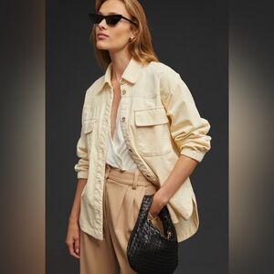 Anthropologie Maeve Corduroy Shirt Ivory Size Small